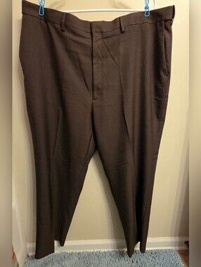 Haggar Brown Dress Pants 44x30 Mens Dark Academia Minimalist Casual Trousers